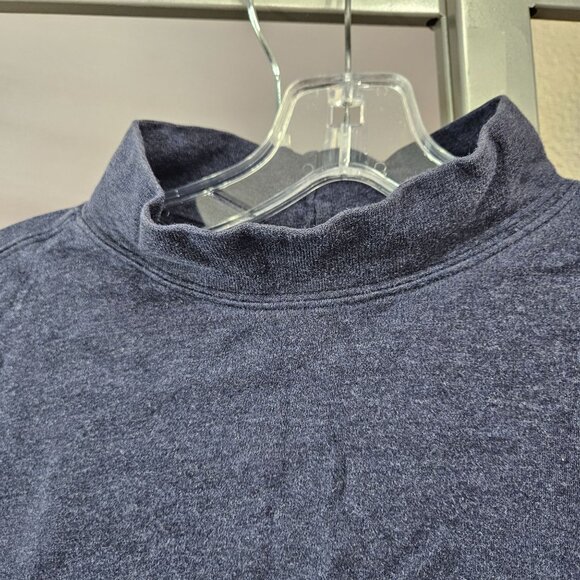 Men Shirt Top Turtle Neck Mock L Casual Cotton Blend Blue Red Solid Stripe Lot 3 - Picture 7 of 12